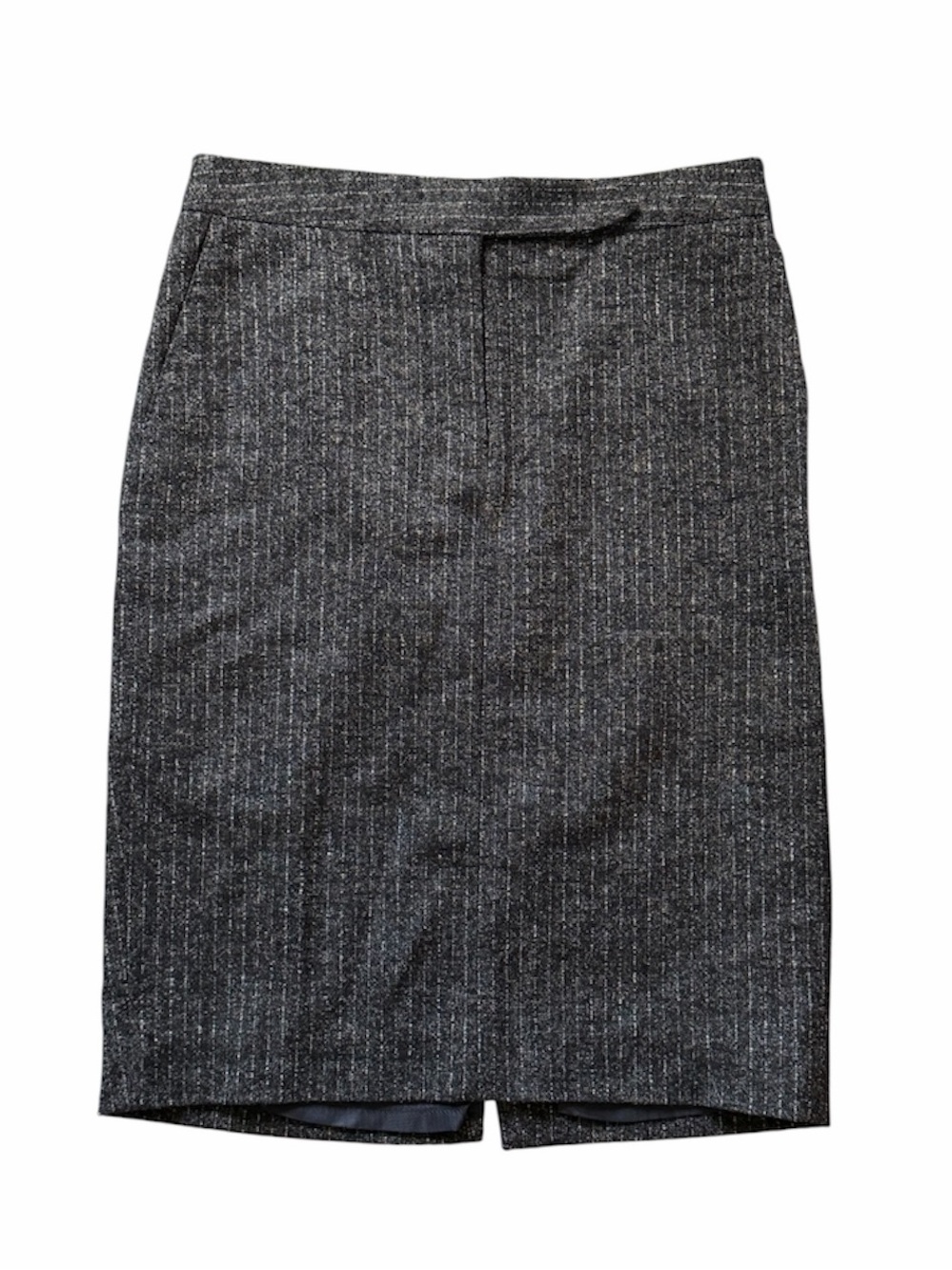 Italian Made Classic Gray Pinstripe Pencil Skirt - Wool, Alpaca -Office Style 42